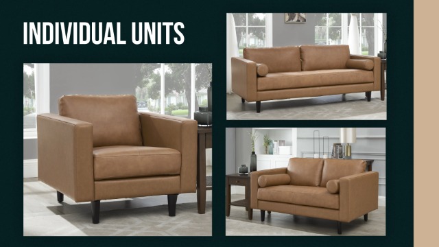 Amazon.com: Naomi Home Marisa - Genuine Cowhide Leather Sofa - Mid