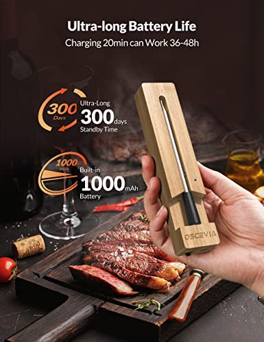 Smart Meat Thermometer Wireless, Oscevia Food Thermometer Digital Bluetooth With Smart Alert, 262Ft Range, Ip67 Waterproof, Dishwasher Safe For Smoker,Bbq, Kitchen, Air Fryer, Oven, Grill, Rotisserie… #TOP5
