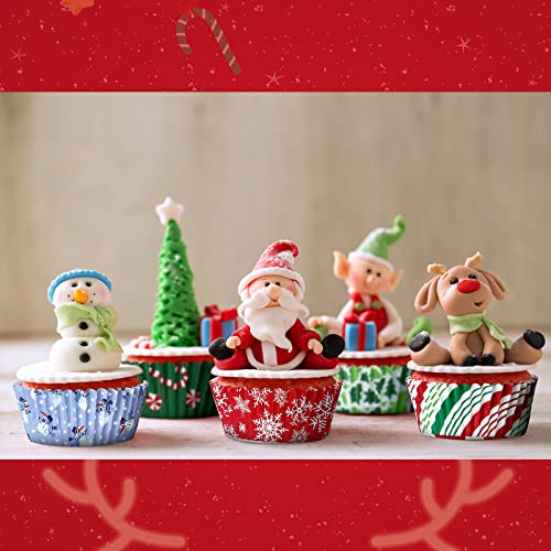 600 Pieces Christmas Cupcake Wrappers, Santa Claus Cupcake Liners, Snowman Cupcake Cups, Xmas Colorful Paper Baking Cups For Cake Candy Make Baking Supplies, 6 Styles(Candy Styles) #TOP2