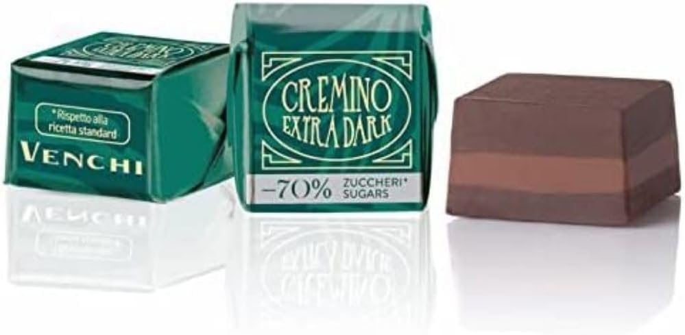Venchi - Dark Cremino Chocolates with 70% less sugar - 1 kg bulk bag - No added sugar - Gluten Free