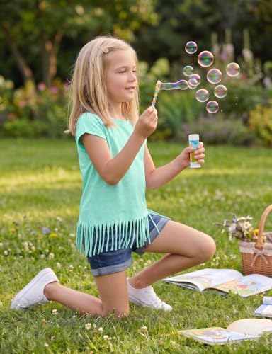 Image of Noomelfish Girls Short Sleeve Fringe T-Shirts Soft Jersey Cotton Tee Tops (3-12 Years)