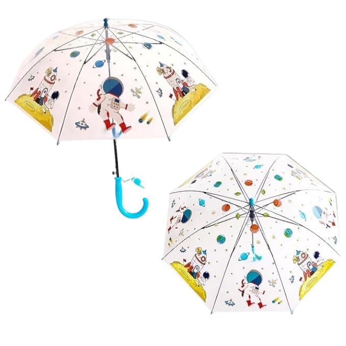Image of Kraptick Transparent Printed Umbrella for Kids, Stylish & Cute Child Safe Umbrella for Rain, Automatic Water-Proof Umbrellas for Children's /Boys /Girls /Kids (MFP /1112-V)