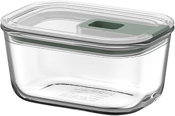 Mepal - Glass Food Container EasyClip - Container with lid & sliding closure - Meal prep boxen - Suitable for microwave, steam oven and oven - Airtight - 450 ml - Nordic sage