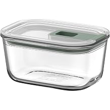 Mepal - Glass Food Container EasyClip - Container with lid & sliding closure - Meal prep boxen - Suitable for microwave, steam oven and oven - Airtight - 450 ml - Nordic sage