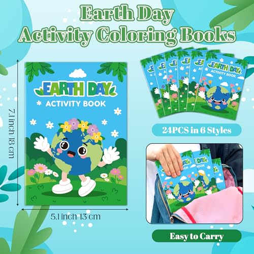 JAPBOR Earth Day Activity Coloring Books - Mini Save The Earth Activities Color Book Bulk for Party Favors, World Environment Day Small Colouring Pages for Gifts Giveaways Class Painting Games