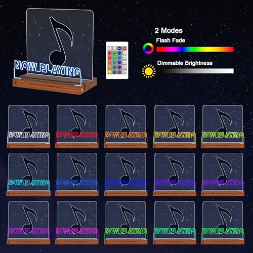 YuanDian Schallplattenständer, Light up Now Playing Vinyl Record Stand mit 16 wechselnden Farbe Lichter, hölzerne Acryl-Halter für Vinyl-Album-Display und Lagerung