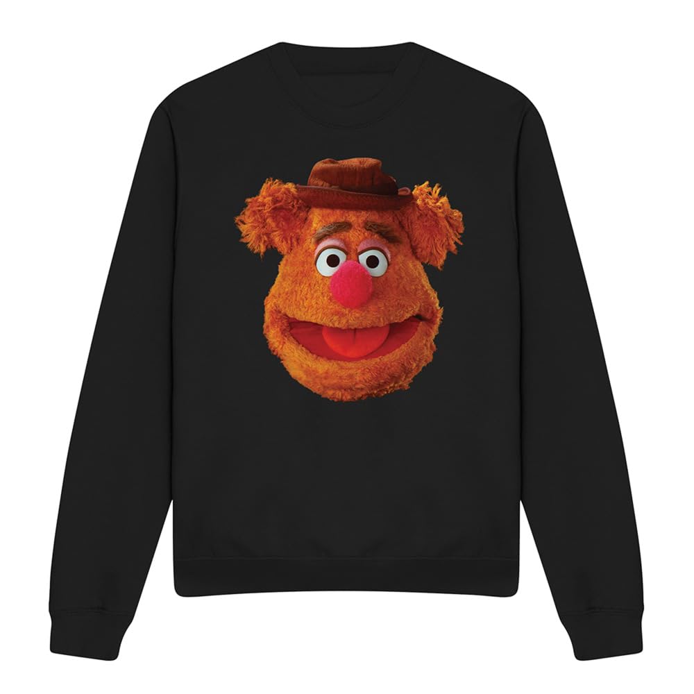 Muppets Disney The Fozzie Face Unisex Sweatshirt, Black, Large