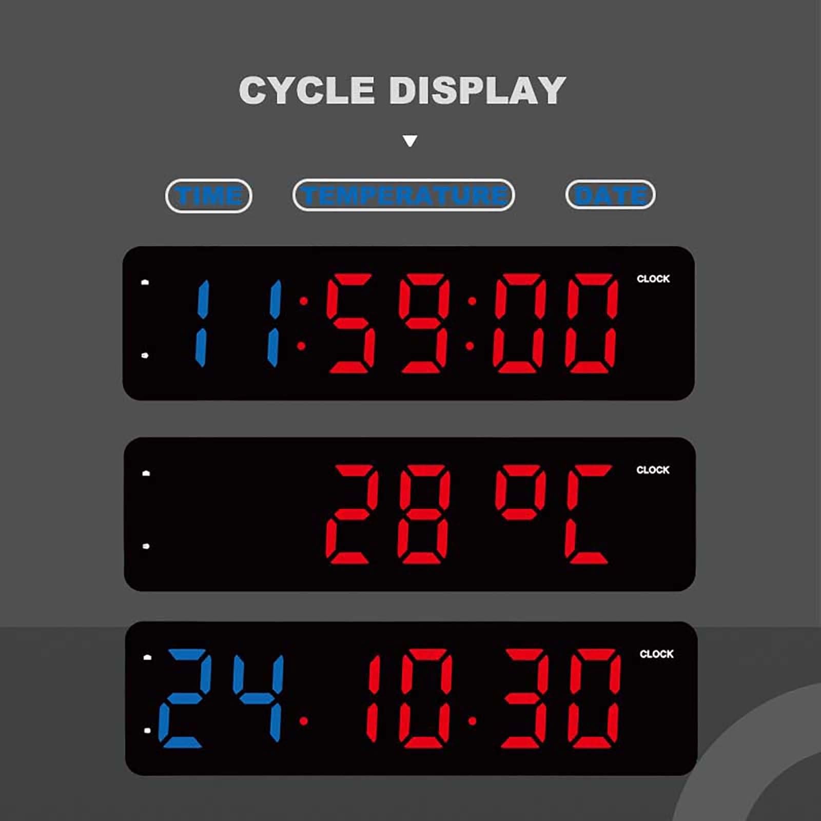 Timer fitness LED HIIT, trening interwałowy z pilotem - zegar odliczający/w górę 12,6 "x 3,5", 7 zaprogramowanych grup ćwiczeń, idealny do ćwiczeń na siłowni w domu w podróży na świeżym powietrzu(Plug