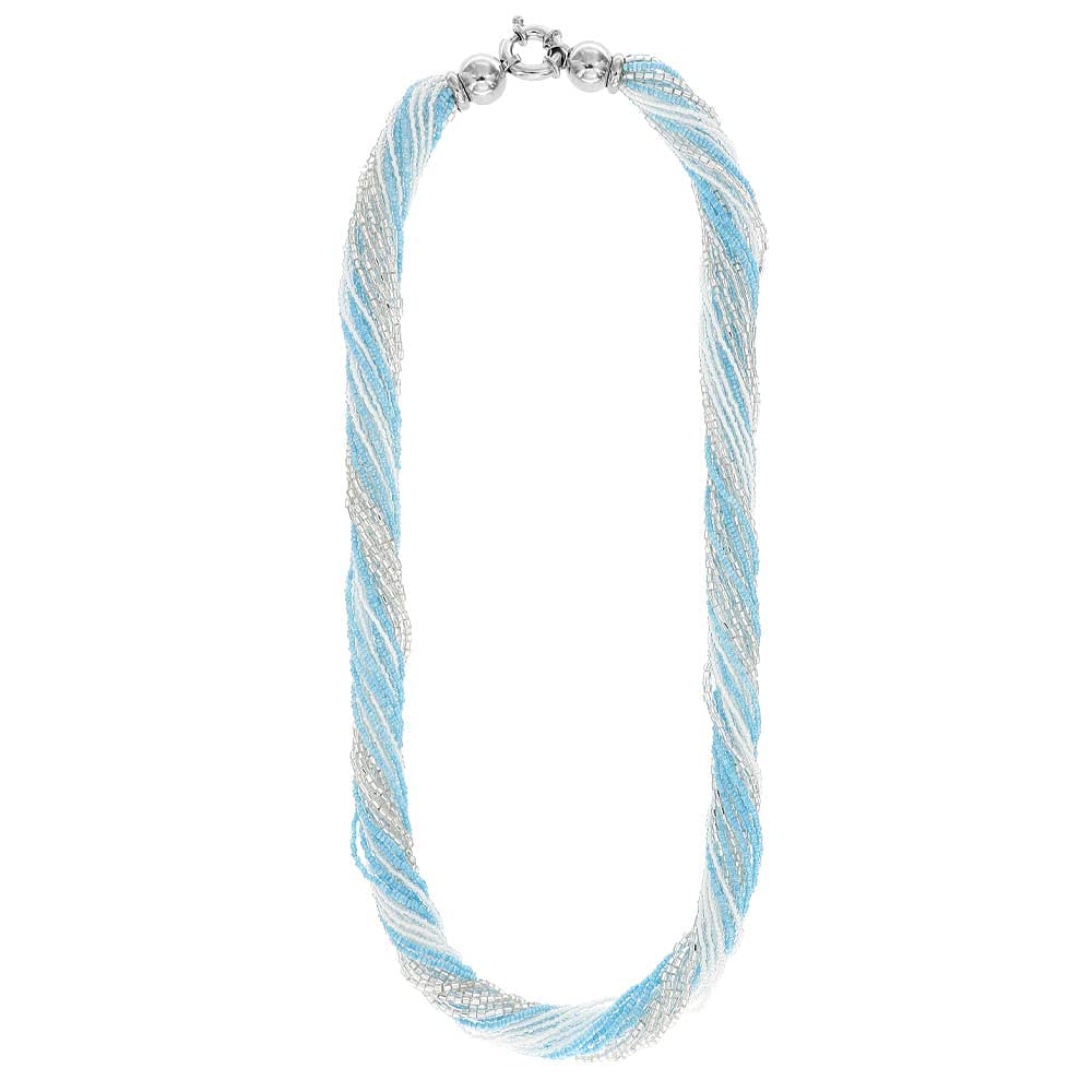 Venetiaurum - Collana Girocollo Multifilo Torchon in vetro e Argento 925 - Gioiello Made in Italy certificato