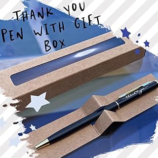 SpoonFromTheMoon Custom Gift Thank You Pen + Gift Box, Laser Engraved Pen, Teacher Gift, Boss Pen, Thank You Gift, Engraved Ballpoint Pen, Teacher black pen