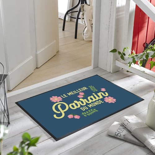 Paillasson bleu cadeau parrain affectueux tapis de bienvenue original