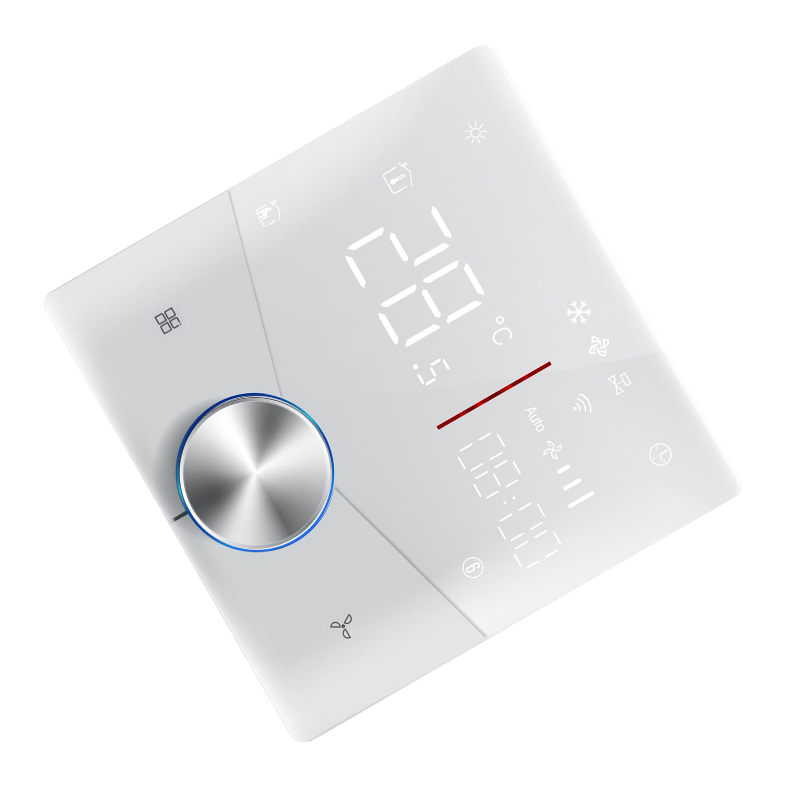 Bediffer Termostat Wi-Fi Energooszczędny Panel Sterowania LED Touch 5 i 2 Programowalny do Nowoczesnej Dekoracji Wnętrz (Biały)