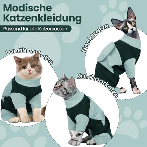 OUOBOB Beruhigungsgeschirr für Katzen, Anti-Stress Weste mit Reißverschluss, Angsthemd für Katzen bei Feuerwerk & Reisen, Blau M