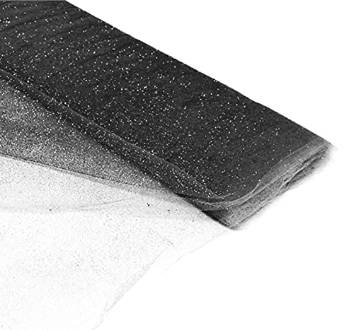 54" by 10 Yards (30 ft) Glitter Fabric Tulle Bolt for Wedding and Decoration (Black)