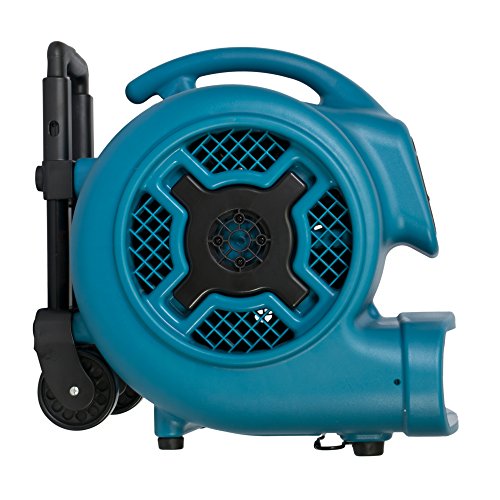 Image of XPOWER X-830H Pro 1 HP 3600 CFM Centrifugal Air Mover, Carpet Dryer, Floor Fan, Blower, Telescopic Handle and Wheels, for Water Damage Restoration, Janitorial, Plumbing, Home Use