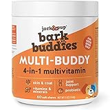 Jack&Pup Dog Vitamins and Supplements Multivitamins for Dogs - BarkBuddies Multi-Buddy Dog Multivitamins Chewable Soft Chews Puppy Vitamins and Supplements - Dog Supplements & Vitamins (60ct)