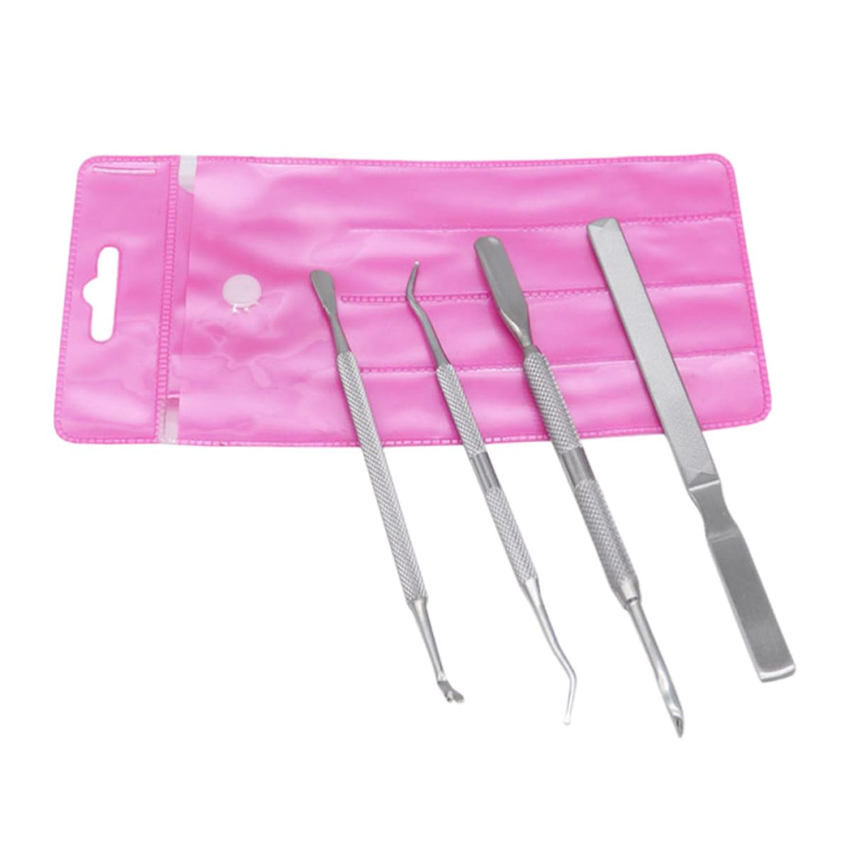 KICHOUSE Professional Nail Manicure Set for Teens and Adults with Stainless Steel Cuticle Pusher, Nail File, Dead Skin Nipper, and Cuticle Remover 4 Pieces Grooming Kit for Salon and Home
