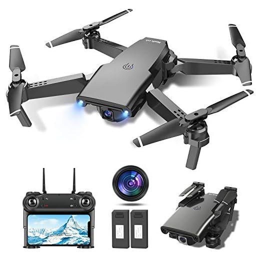 tech rc Drone con Cámara HD 1080P, Drone FPV Plegable Drone Profesional Posicionamiento de Flujo Óptico, 2 baterías, Control Remoto WiFi, Un botón de despegue / Aterrizaje, Modo sin Cabeza 3D Flip
