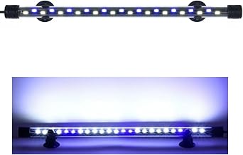 Submersible Aquarium Light, Blue and White Light, 14.9 in, 24 LEDs, 8W, with Suction Cups, Ideal for Aquatic Plant Growth