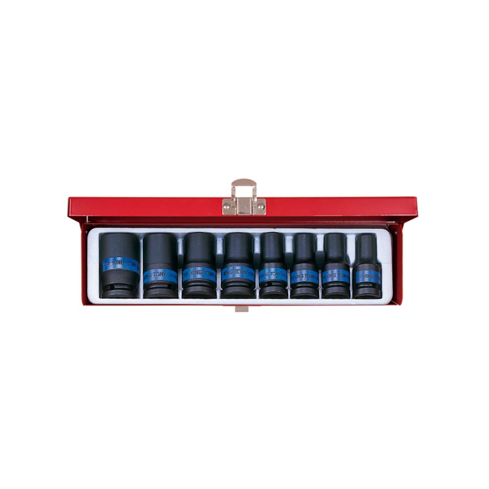 king tony 4413MP Impact Socket, 1/2-inch, Set of 8, Multi-coloured