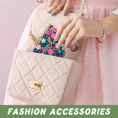 Image of Aiawoxc Credit Card Holder, Small RFID Wallet Slim Leather Card Organizer Case with Zipper and Keychain, Elegant Flowers