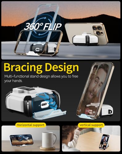 Image of Pohgelan Compatible with AirPods 4 Case (White) | Magnetic Automatic Lock with Phone Stand & Cleaning Kit,Compatible with Magsafe