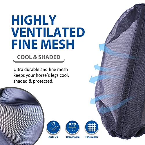 Image of Universal Size Horse Leggings Fine Mesh Horse Fly Boots Greatly Reduce Stomping Breathable Horse Boots Leg Wraps (Set of 4) Black