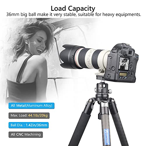 Low Profile Ball Head Tripod Mount Ball Head 36Mm Diameter Artcise Lb36 All Metal Cnc Machining With Two 1/4" Quick Release Plates For Tripod, Monopod, Dslr, Camcorder，Max Load 44Lbs /20Kg #TOP2