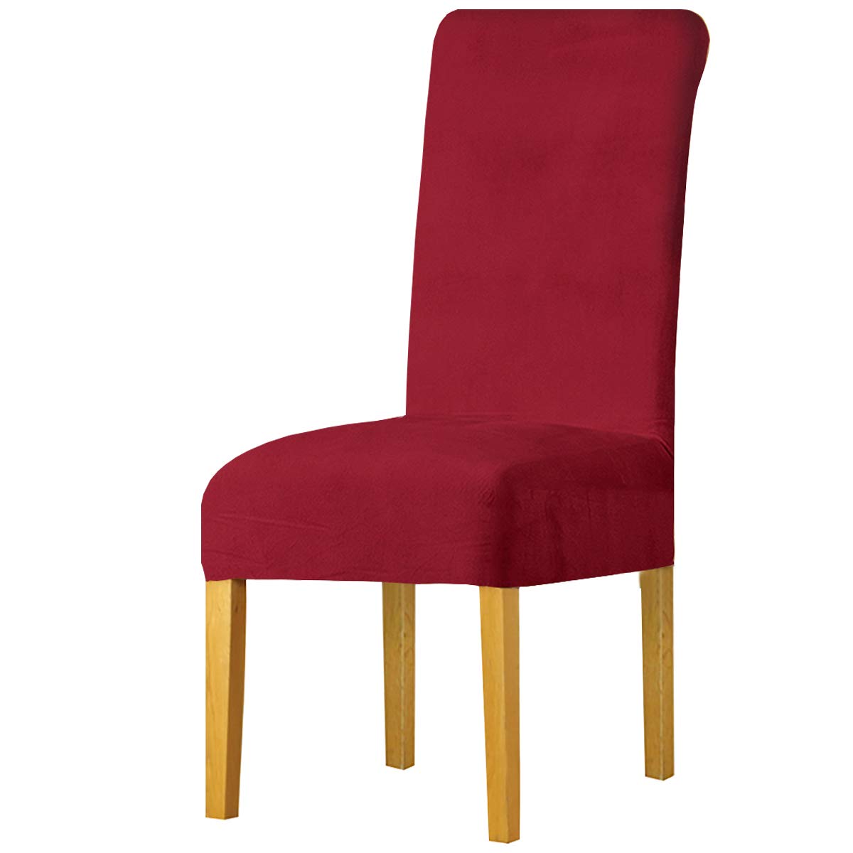 LANSHENG Stretchy Chair Covers for Dining Room Chairs,Stretch Spandex with Elastic Band Chaircover,Velvet Large Dining Chair Slipcovers for Restaurant Hotel Party Banquet (Red,2 Pack(M))