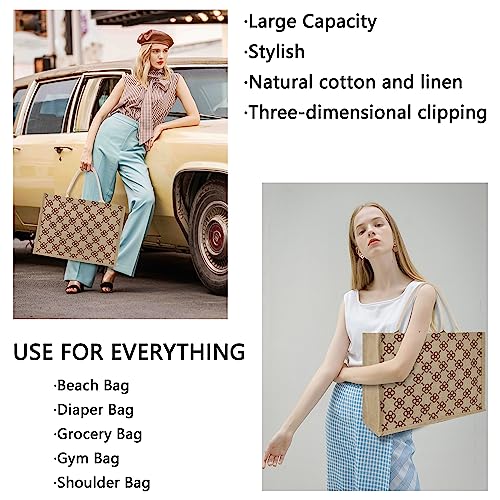 Image of Hibala Woven Large Beach Bag Straw Beach Tote Handmade Weaving Shoulder Tassel Bag Handbag