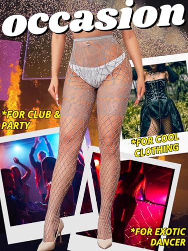 Image of ChiaoLezhee Sexy Wide Fishnet Tights, Floral Lace Garter Stockings For Women, Fishnets Fish Net Fits 0-18