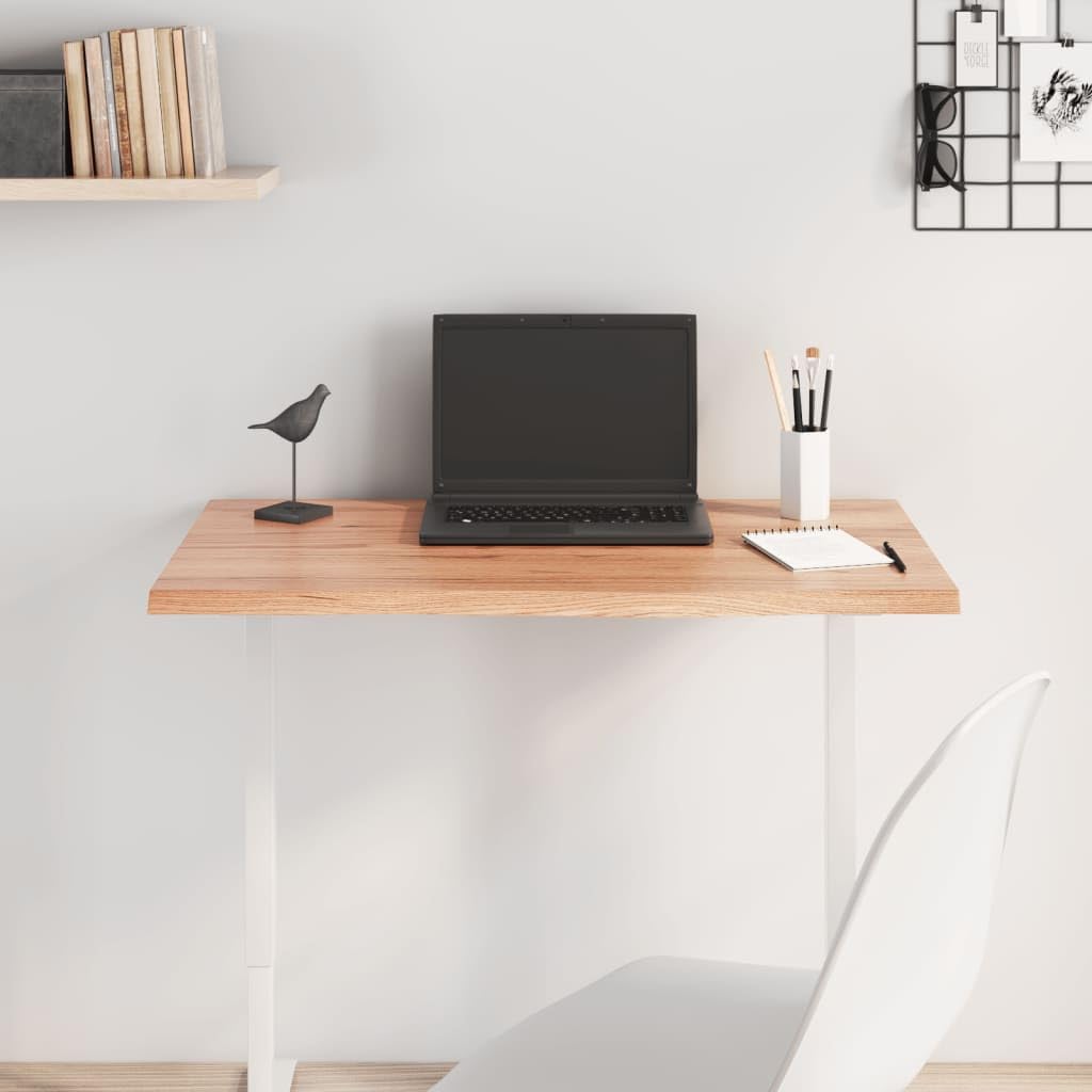 Tablero de mesa de roble macizo con borde natural, elegancia rústica de 80x60 cm