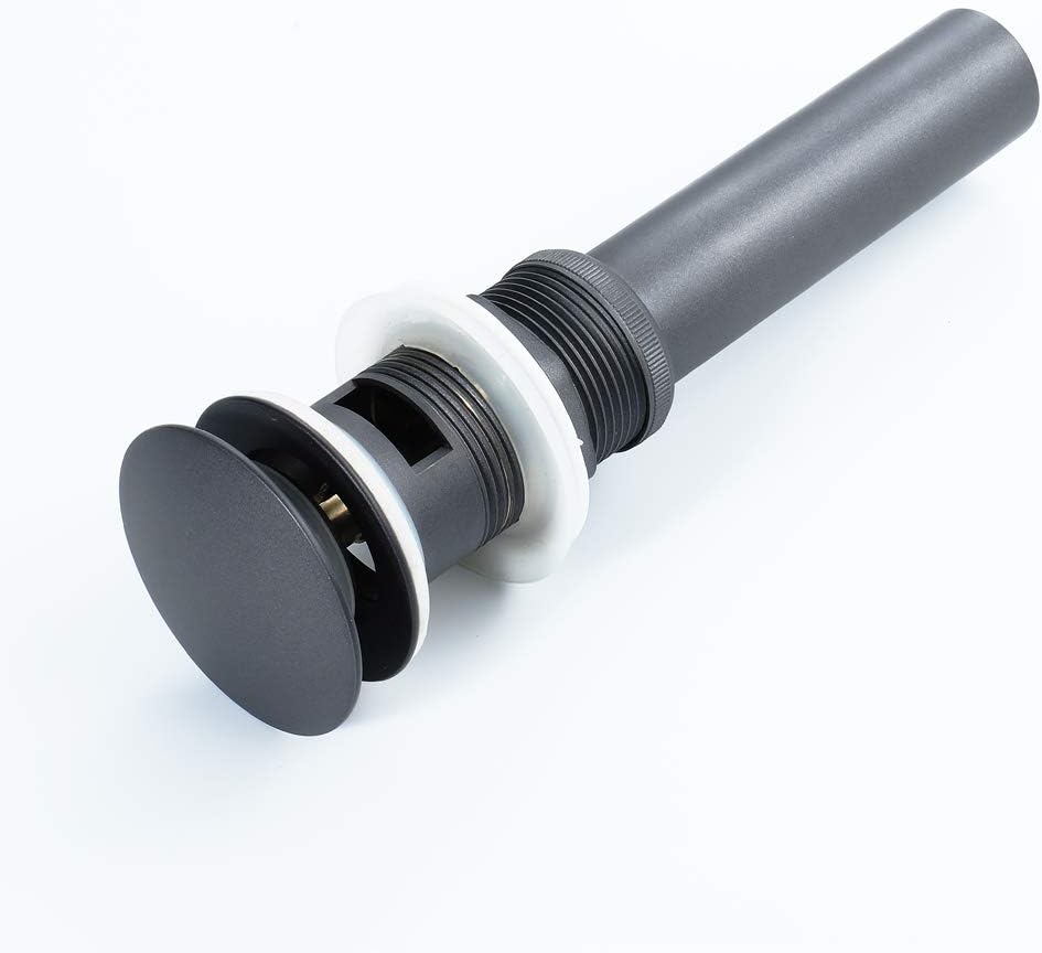 Drain Stopper Brass Basin Sink Waste Slotted Pop Up Click Clack Sprung Plug with Overflow for Bathroom Faucet Vessel Vanity Sink Tap,Jstonegray