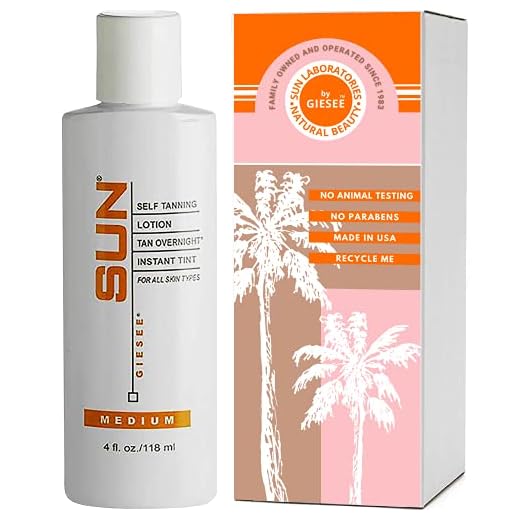 Sun Laboratories By Giesee Tan Overnight Sunless Tanning Lotion 4 oz - Organic Self Tanner, Long Lasting Tanning Lotion, Natural Body Lotion for Sunless Tan, Face & Body Self Tanner