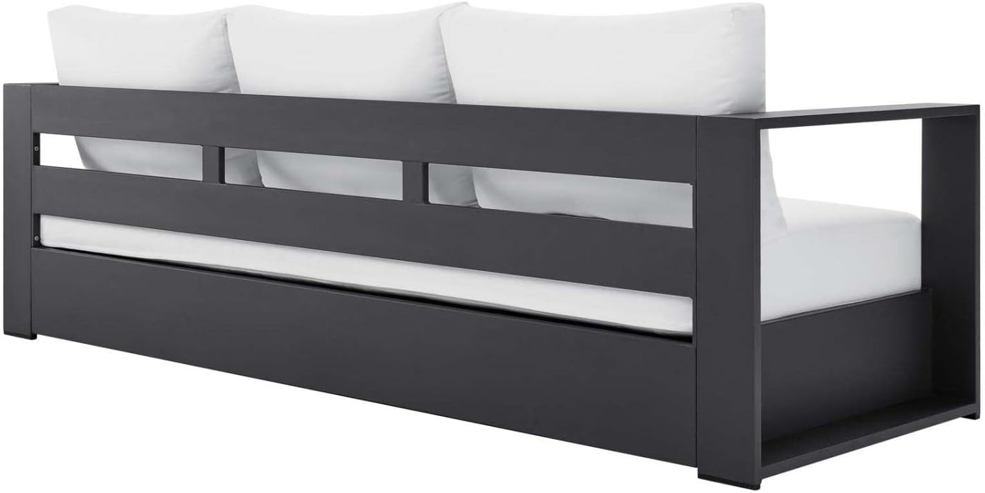 Modway Tahoe Aluminum Outdoor Patio Sofa in Gray White