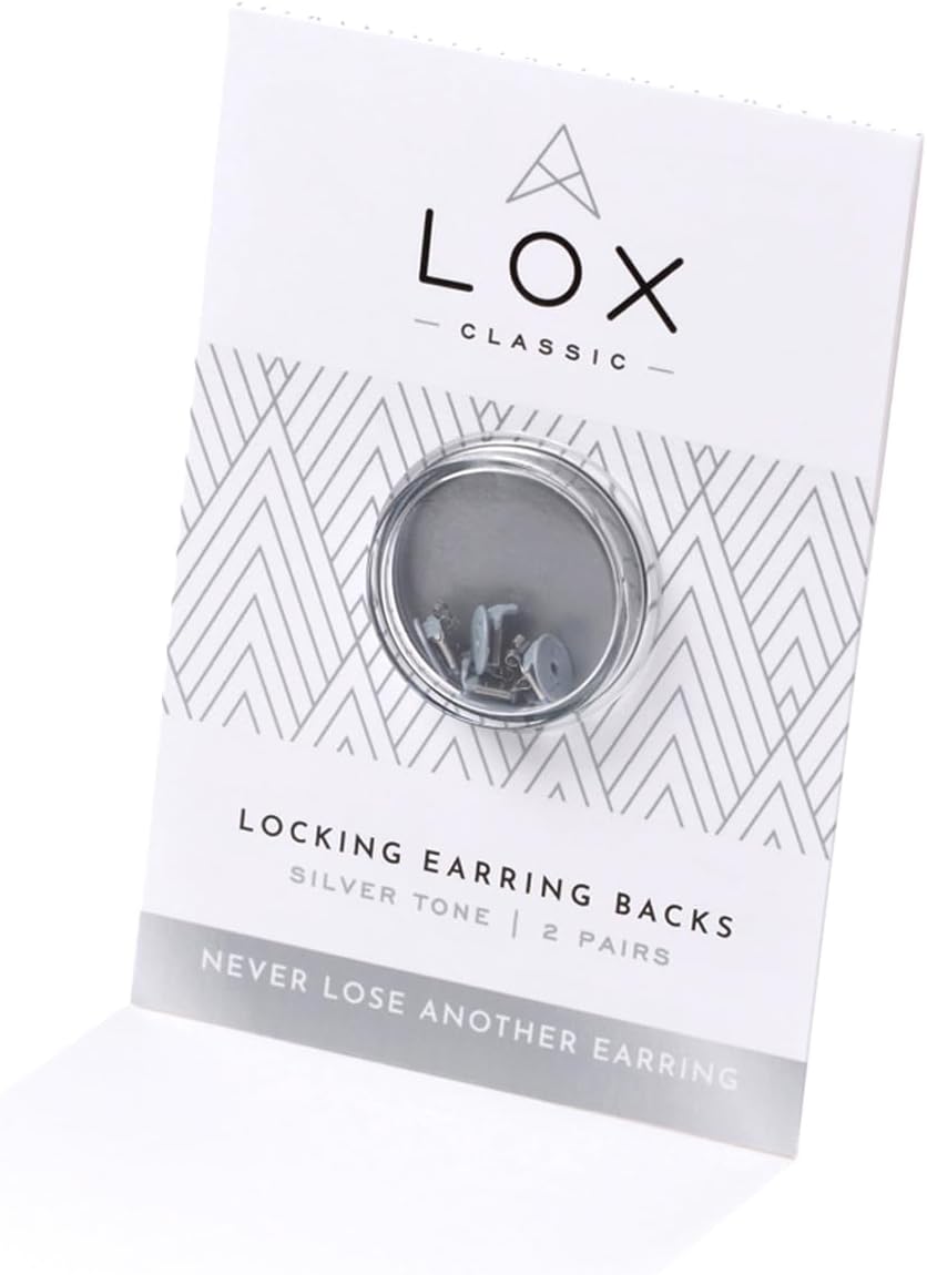 LOX Women's Secure Earring Backs - for All Types of Earrings - Easy to Adjust, Hypoallergenic, Safe and Easy to Use Earring Backs - 2 Pairs - Silver