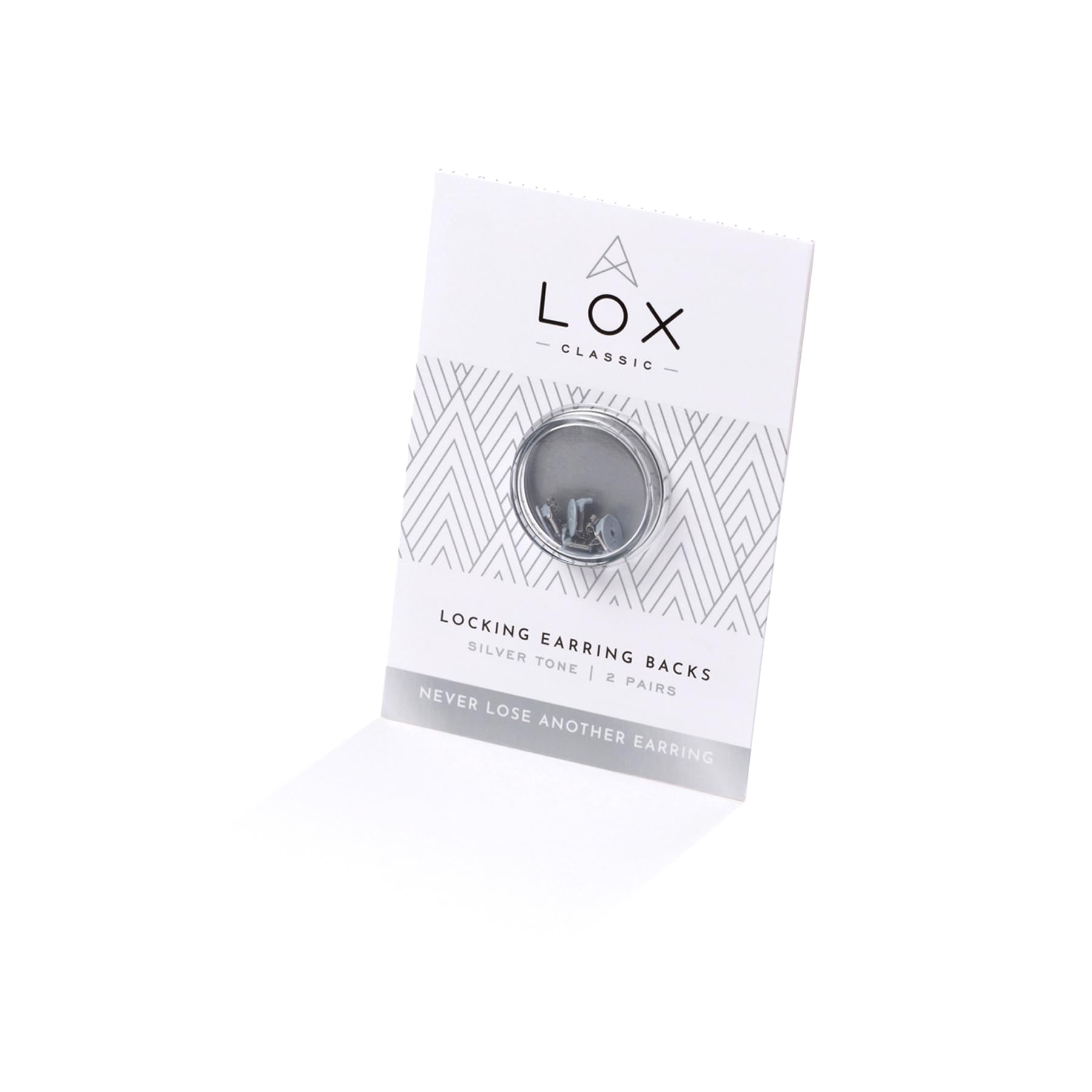 Lox Secure Locking Earring Backs for Women - Safe & Easy to Use Hypoallergenic Earings - Ideal for All Stud Earrings - Pack of Two - Silver