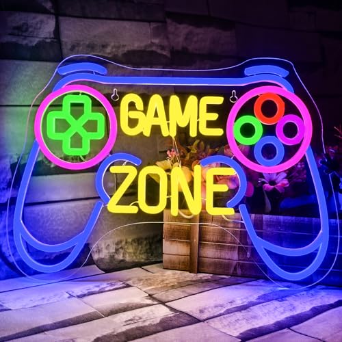 VYXIN Cartel de neón Game Zone para decoración de pared, letrero de neón LED para habitación de juegos para niños, ideas de regalo para niños y jugadores, decoración de habitación de juegos para niños