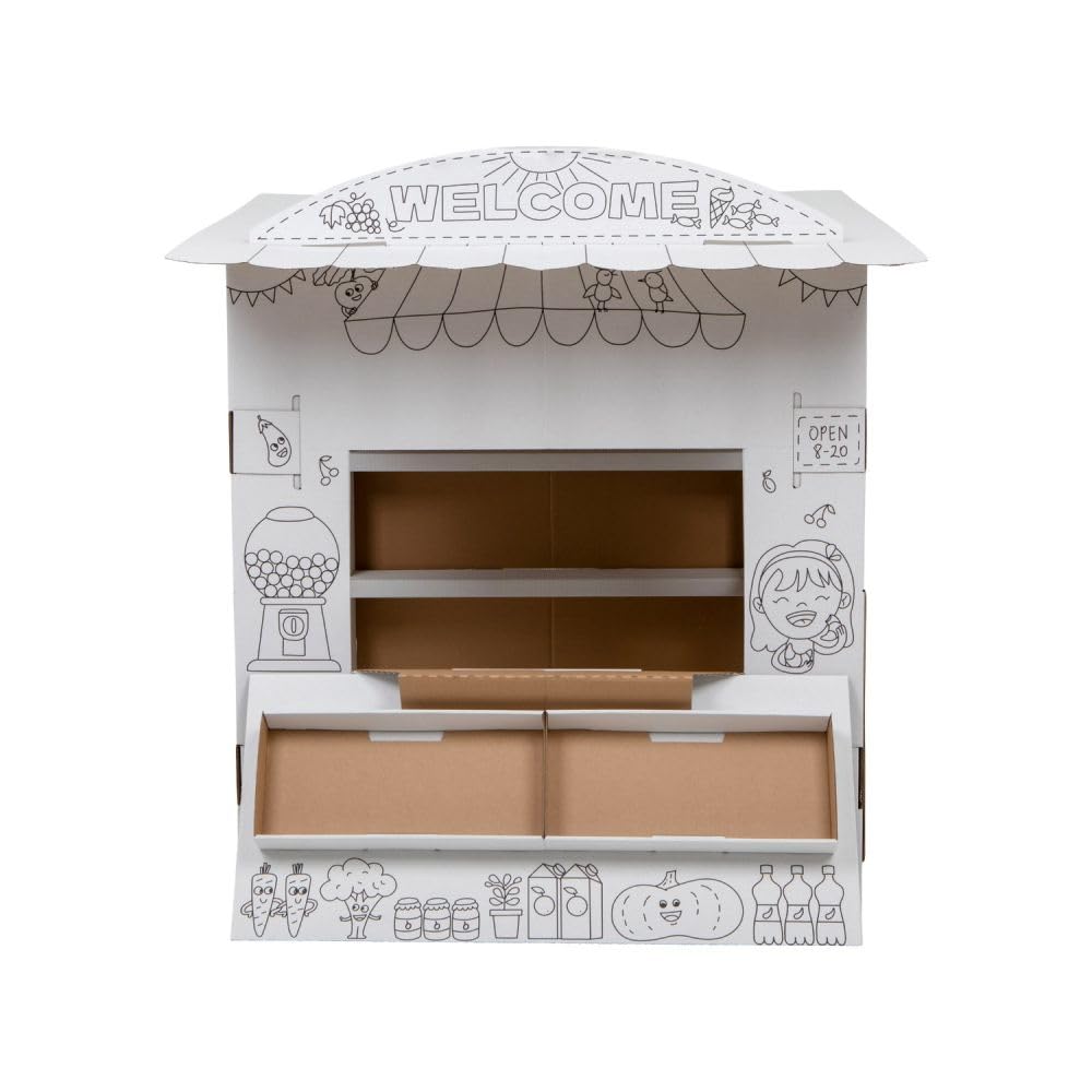 Tektorado - Spielhaus aus Pappe für Kinder - Kinderspielhaus aus Karton zum Bemalen und Spielen - für Outdoor & Indoor - für Kinder ab 3 Jahren - Kaufladen