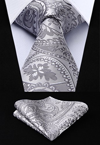 Image of HISDERN Mens Vest Tie Set 3PC Formal Waistcoat Paisley Floral Jacquard Necktie Pocket Square Suit Vests Wedding Party