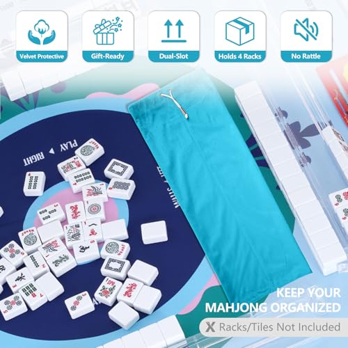 Mahjong Rack con Bolsa de Almacenaje en Terciopelo Rosa miniatura 2