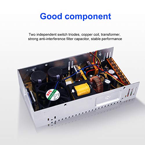 AC to DC Converter, MYSWEETY 12 Volt Power Supply AC 110V-220V to DC 0-48V Module Switching Power Supply Digital Display 480W Voltage Regulator Transformer Built in Cooling Fan - Thumbnail 5