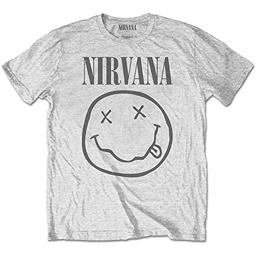 Nirvana Kids T Shirt Smiley Band Logo Nouveau Officiel Heather Gris (Ages 3-14 Size X-Small (3/4 yrs) - Les Beatles, Paul McCartney, John Lennon, RIngo Starr, George Harrison Nirvana Kids T Shirt Smiley Band Logo Nouveau Officiel Heather Gris (Ages 3-14 Size X-Small (3/4 yrs)