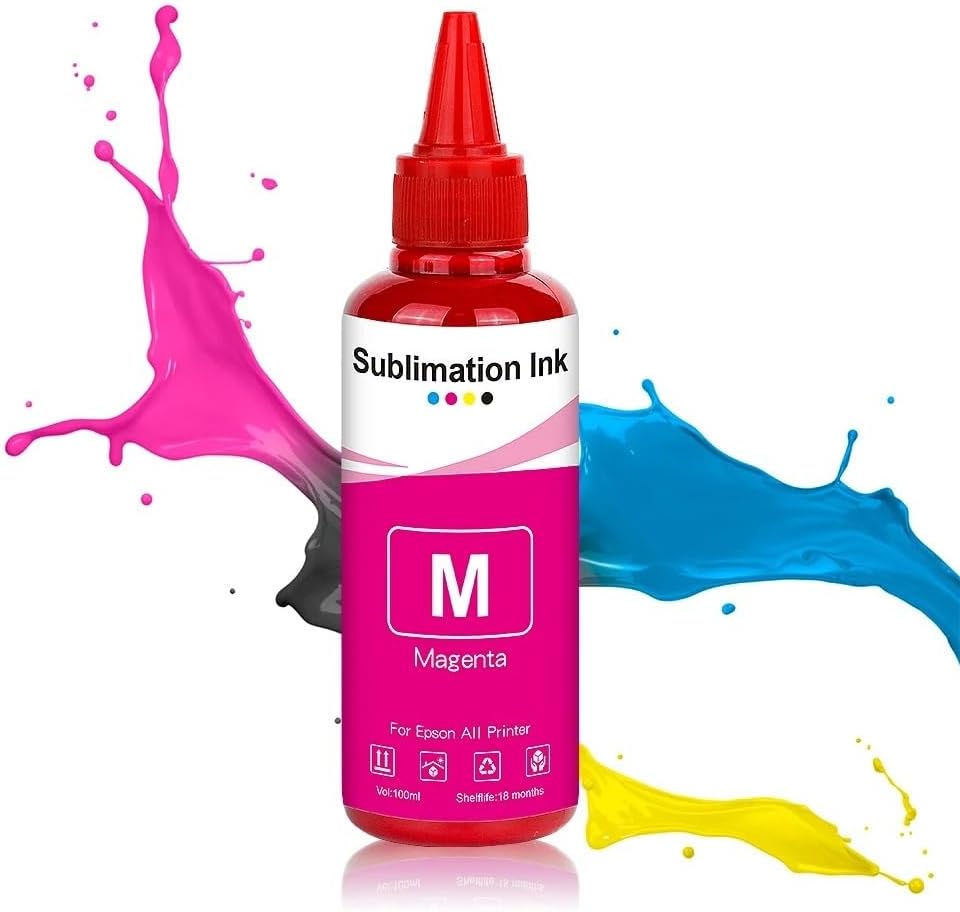 Compatible for Epson 100ml Sublimation Ink 4 Colors Set for ET-3700 ET-3800 ET-3850 ET-4800 ET-4810 ET-4850 ET-7700 ET-14000 Printers(4pcs)