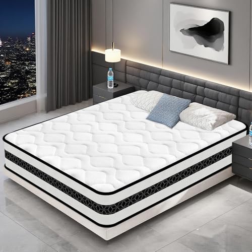 Colchón 140 x 190, Altura 30 cm, Colchón Viscoelástico, Combinación de Muelles y Espumas, Certificado Oeko-Tex, 9 Zonas Ergonómico, Tejido Transpirable y Hipoalergénico, Mejora la Calidad del Sueño