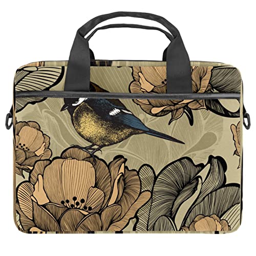 Sac à bandoulière rétro pour ordinateur 13 à 14,5 pouces motif oiseaux
