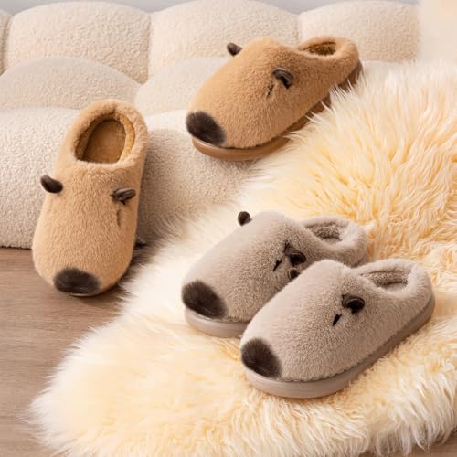 Capybara Slippers Cute Plush Animal Slipper Slip-on Warm Kawaii Slides Feet Slipper Non-Slip Indoor Shoes3