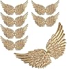 12 Piezas de Alas de Ángel Doradas para Manualidades - Apliques de Tela Suave de 5 Pulgadas para Decoración de Ropa, DIY, Álbumes, Birretes y Fiestas - Parches Coser o Pegar 2