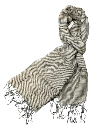 Image of Shanlin Unisex Natural Color 100% Linen Scarves for Men and Women
