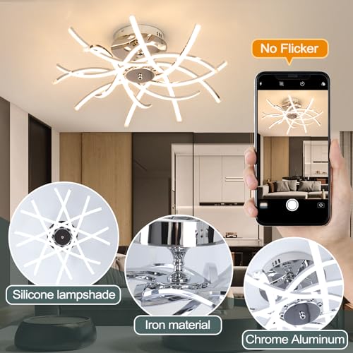 Plafond LED de conception incurvée 98W à intensité variable avec télécommande - 7